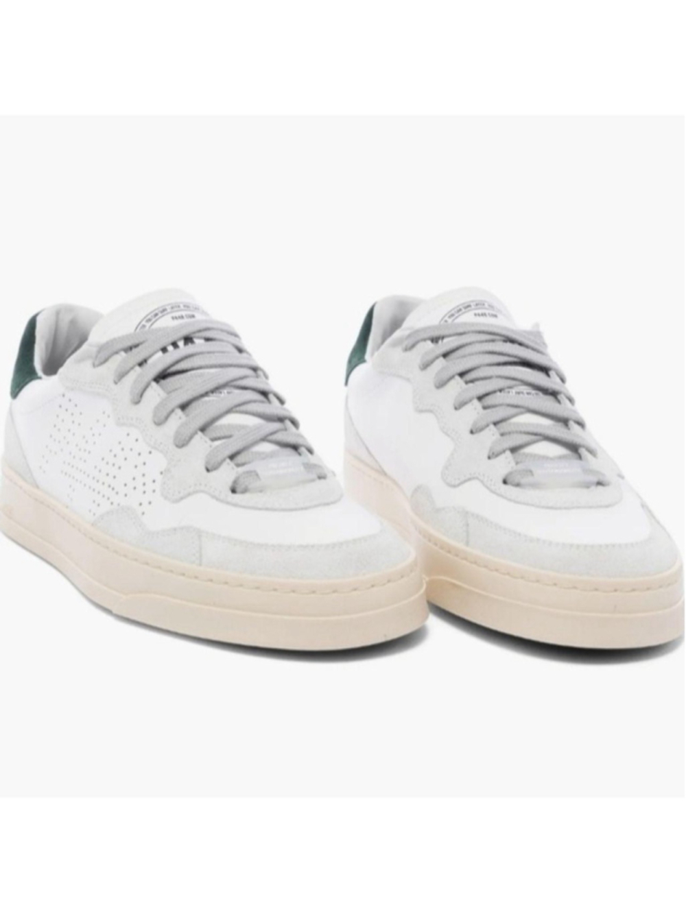 P448 Bali Women Sneakers EU 36 US 6 White Green Leather Low Top Italy NWT - Picture 2 of 6